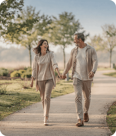 Couple walking outdoors