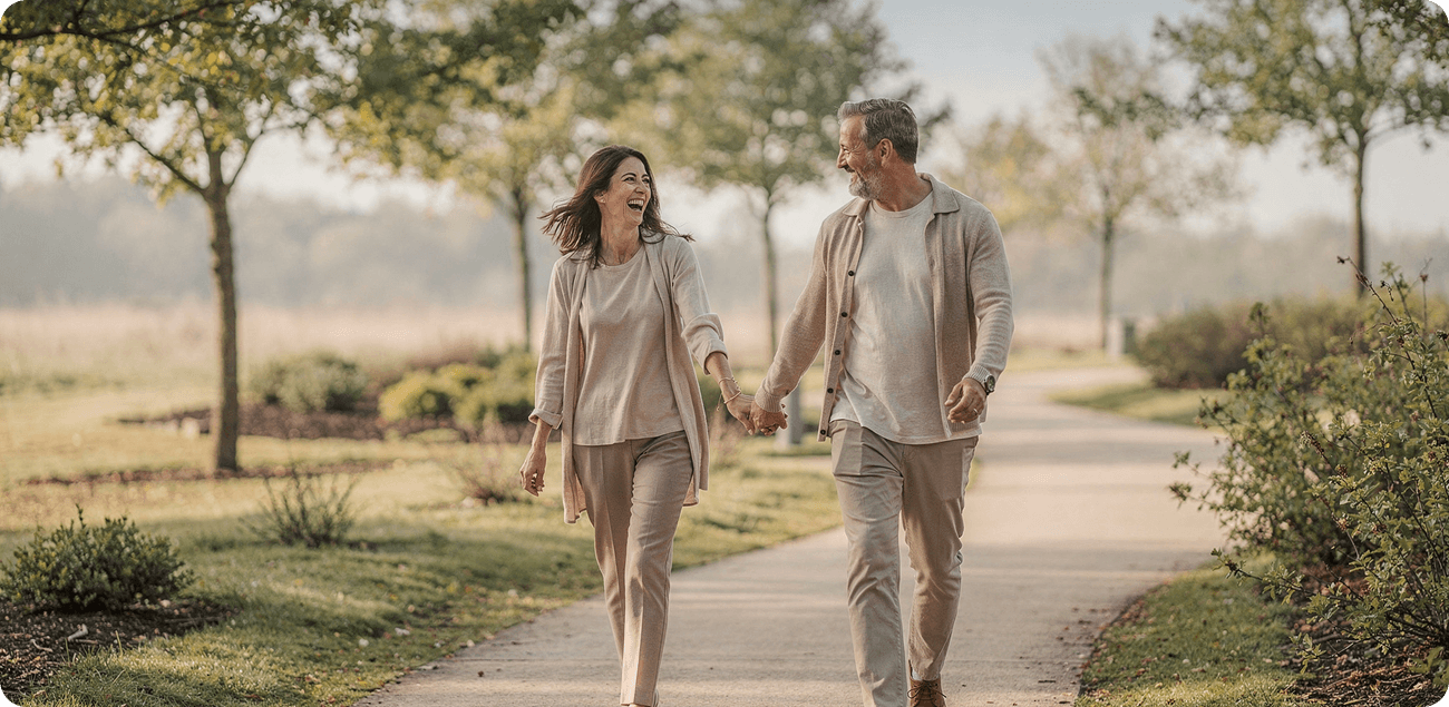 Couple walking outdoors