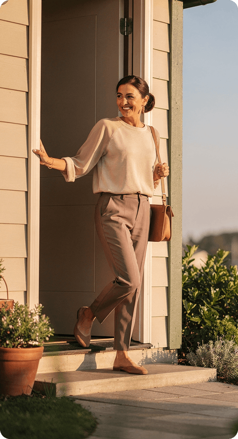 Woman standing in a doorway